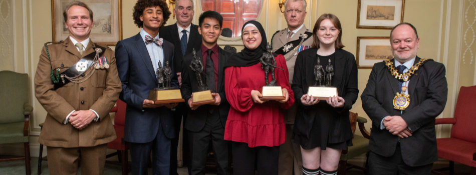 The Mayor's Rifles Awards takes place at The Cavalry and Guards Club, Green Park on October 21st, 2021

L-R: Major Michael Tattersall, Marley James Billing-Delapenha, 17, Cllr David Morton, Vince Bigas, 16, Bayan Al-Ghazzouli, 15, Major Rudy Vandaele-Kennedy and Eleanor Winter, 16 and Mayor of Hammersmith and Fulham Cllr PJ Murphy